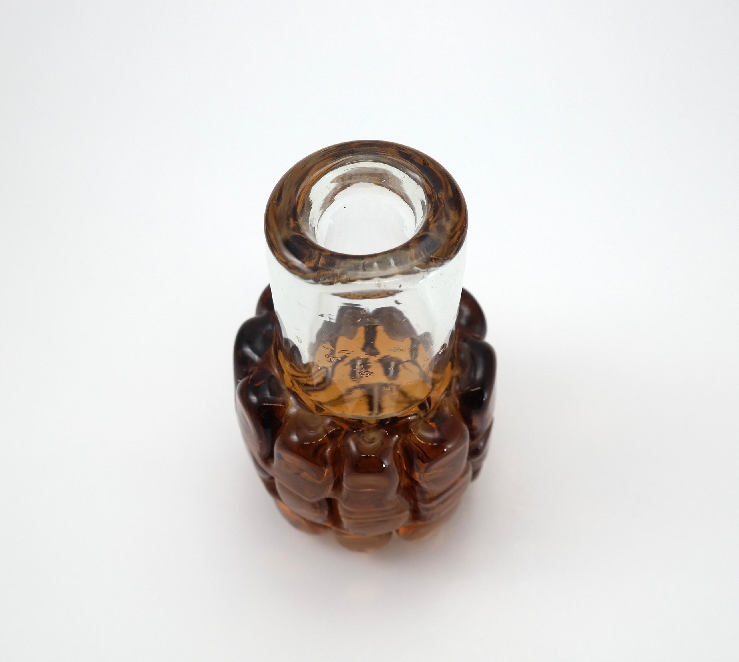 Czech Amber Glass Vase by Frantisek Vizner, 1970s