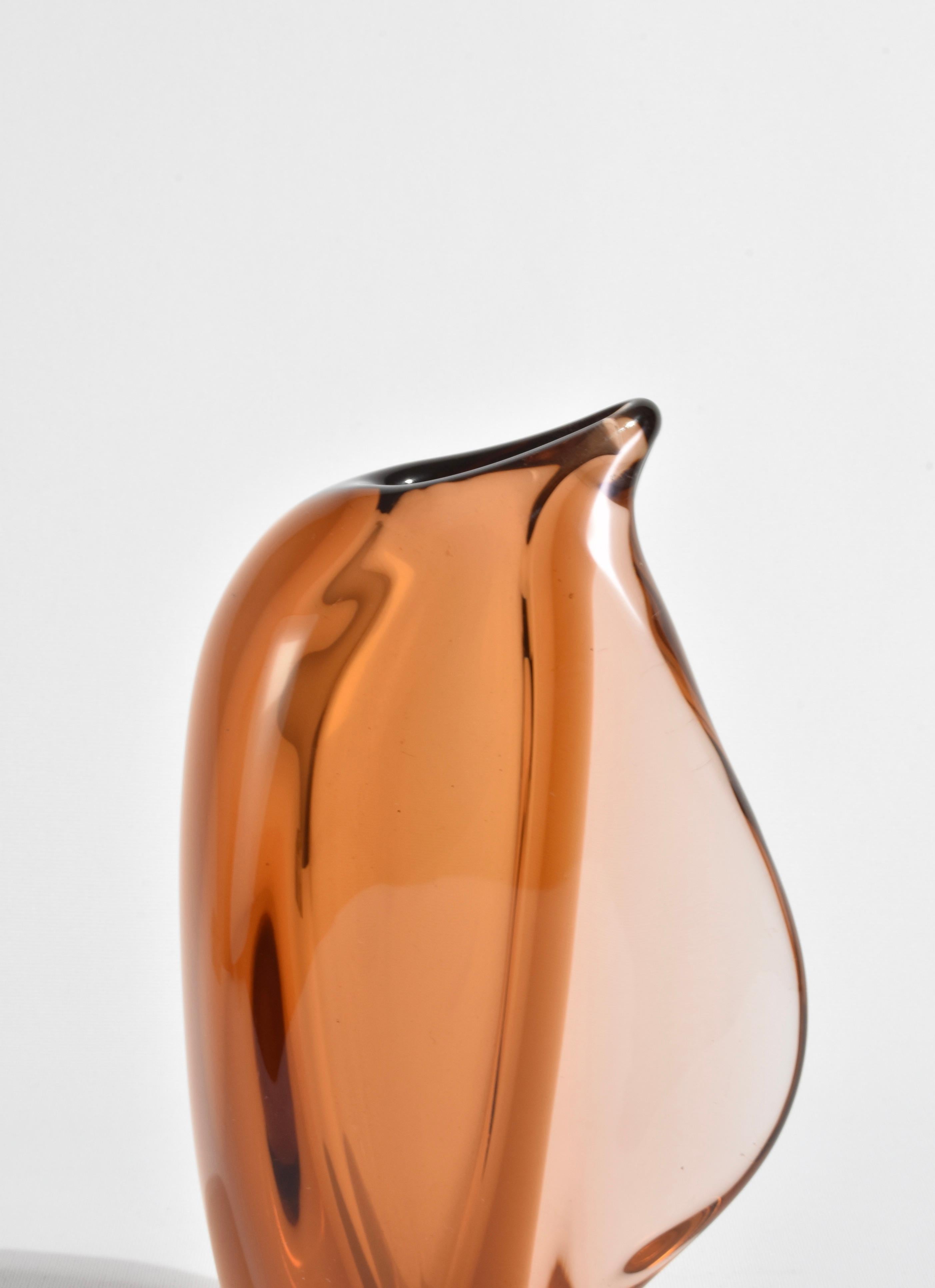 Hand-Crafted Amber Glass Vase For Sale