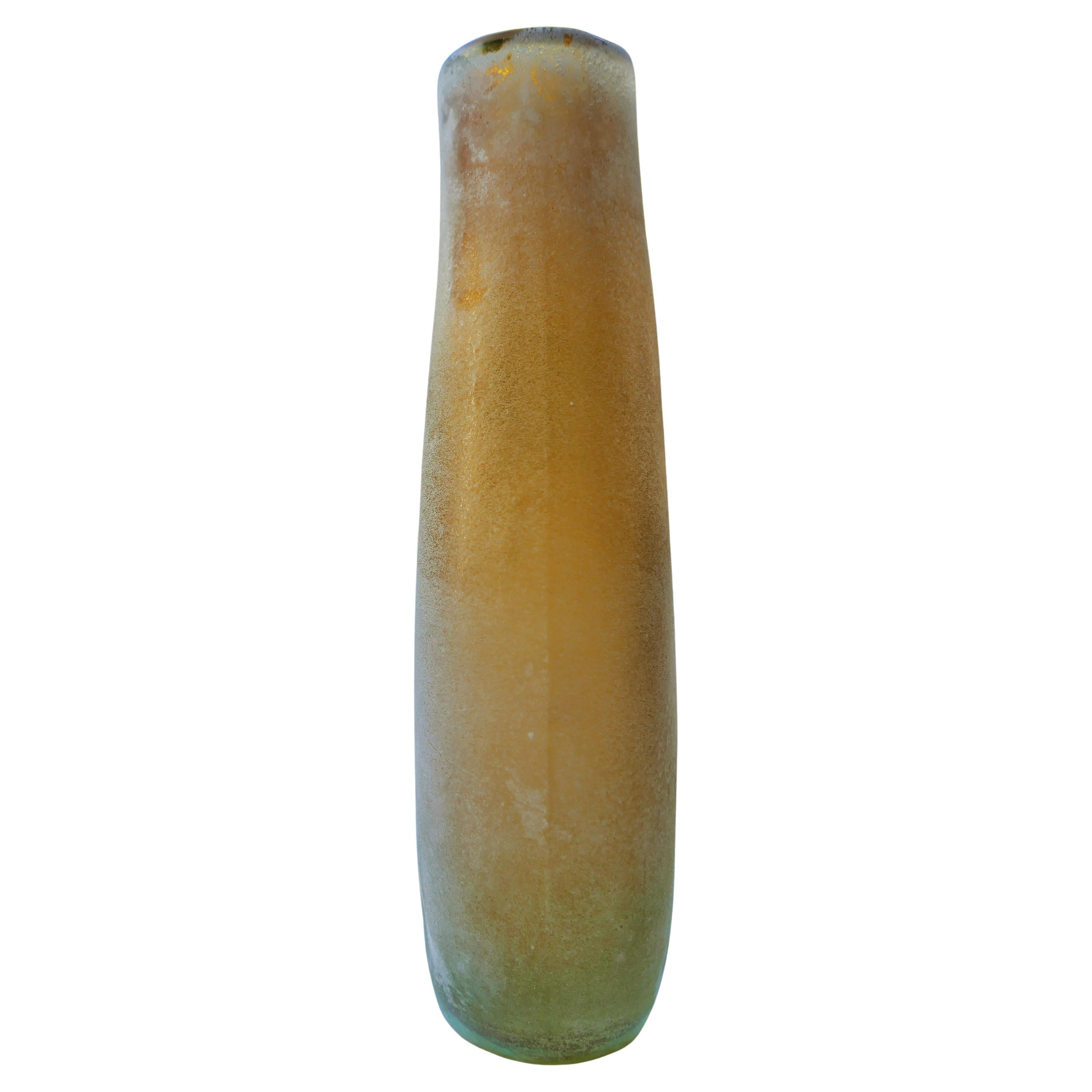 Italian Amber glass vase in the style of Cenedese Barbini or Seguso For Sale