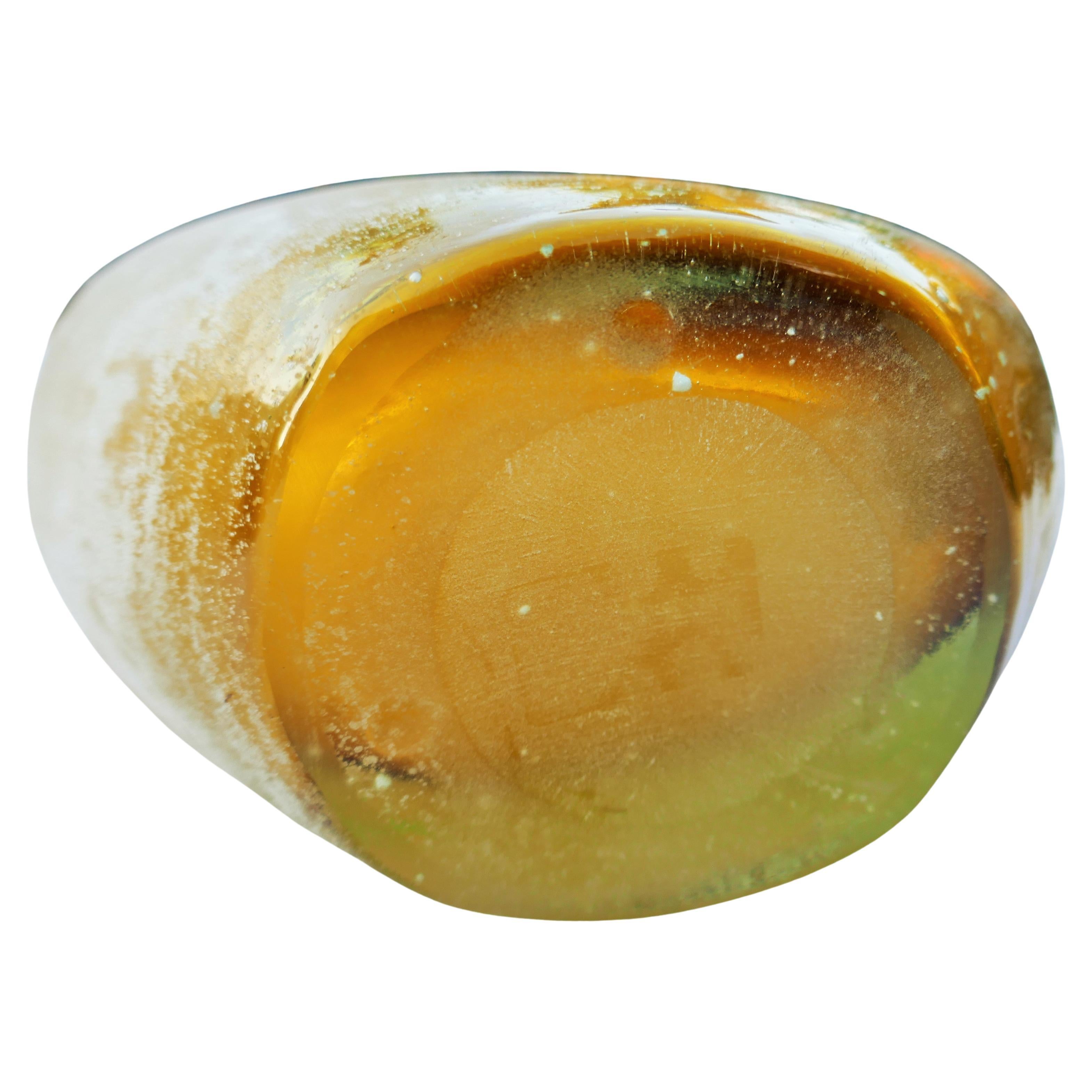 Amber glass vase in the style of Cenedese Barbini or Seguso In Good Condition For Sale In Lugo, IT