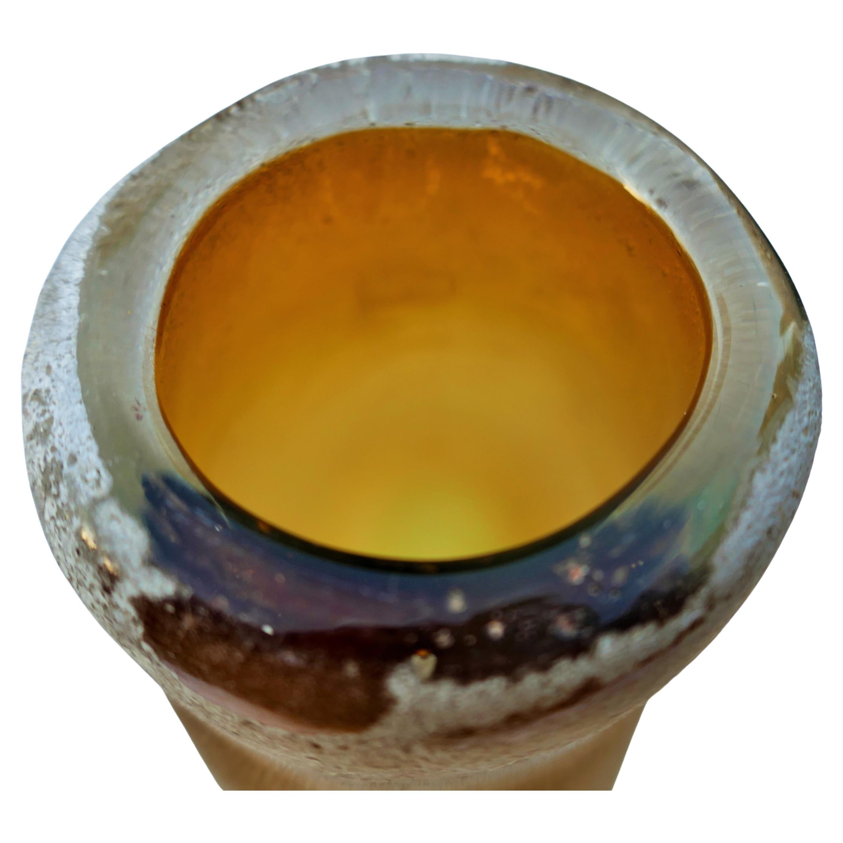 Murano Glass Amber glass vase in the style of Cenedese Barbini or Seguso For Sale