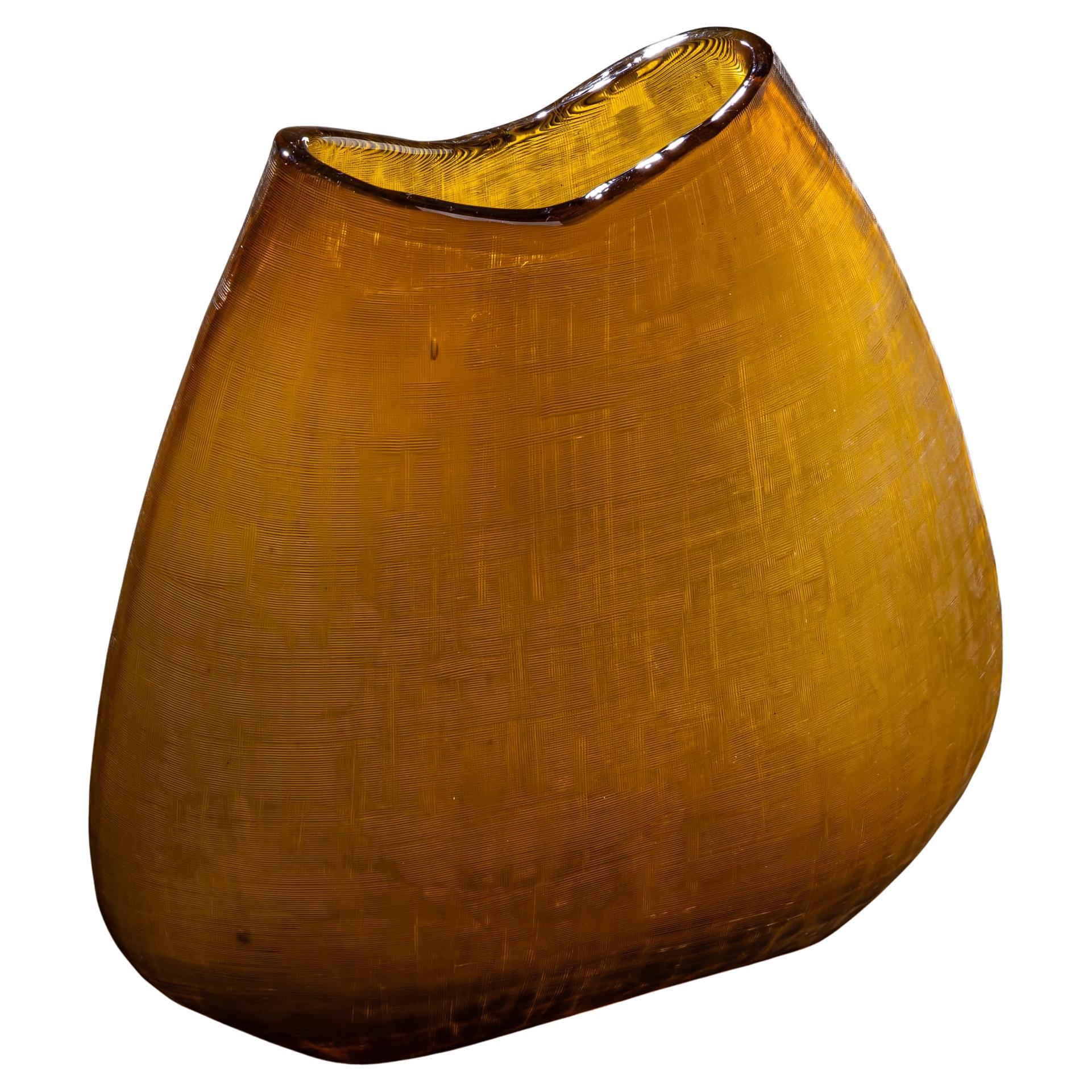 Amber Glass Vase, Italy, 1960s/70s