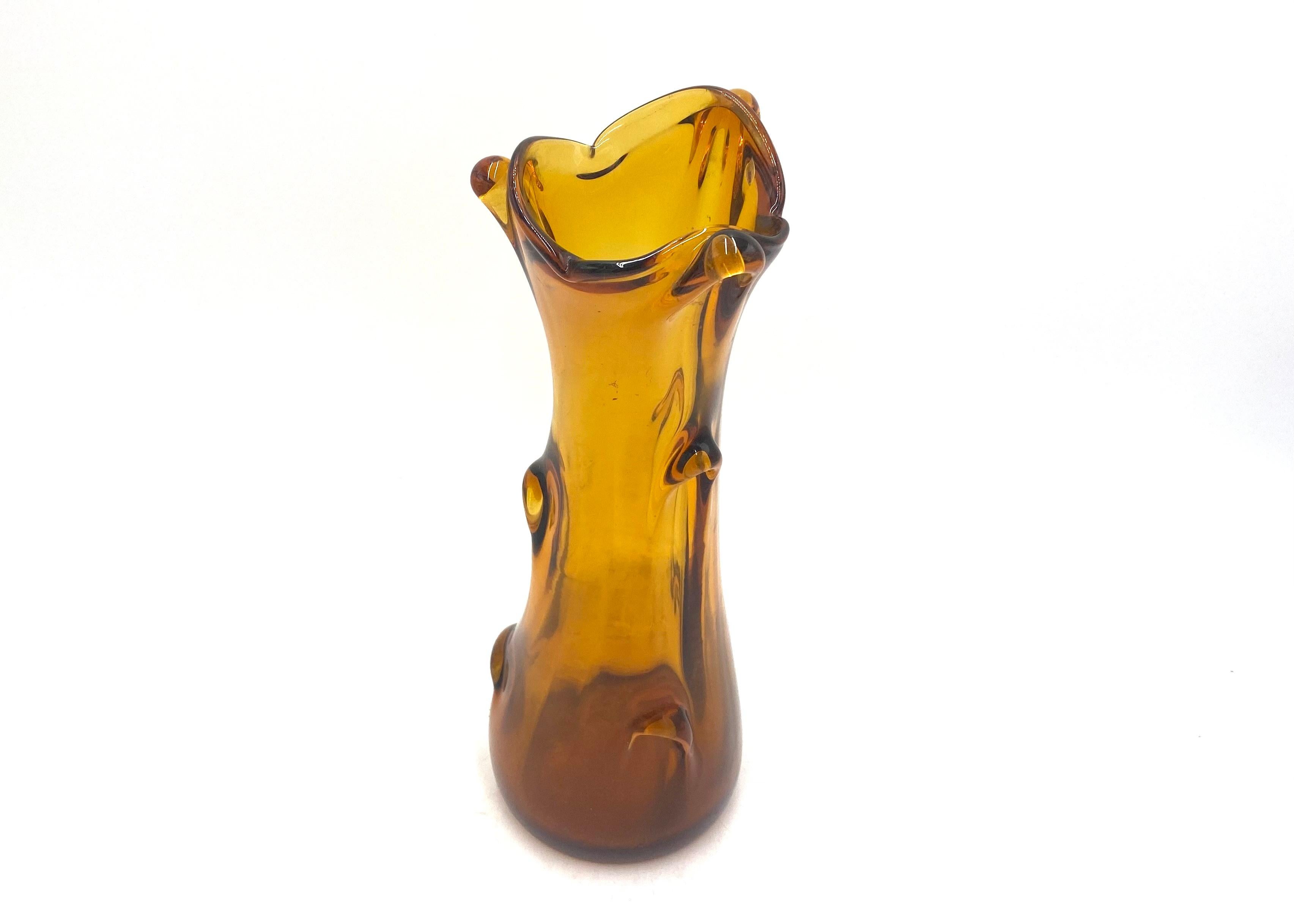 Amber glass vase.
Manufactured by HSG 