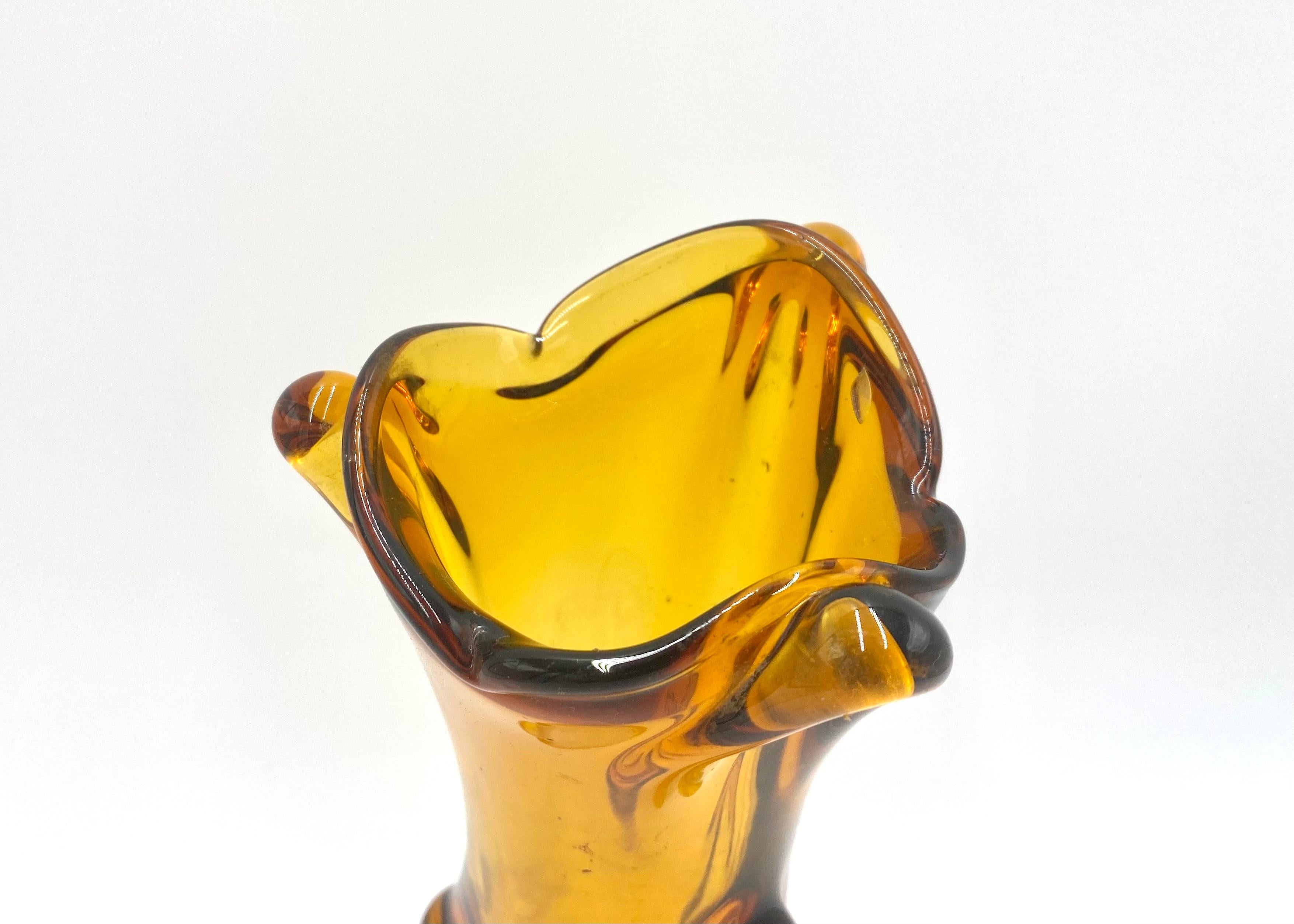 Polish Amber Glass Vase, Poland, 1970s