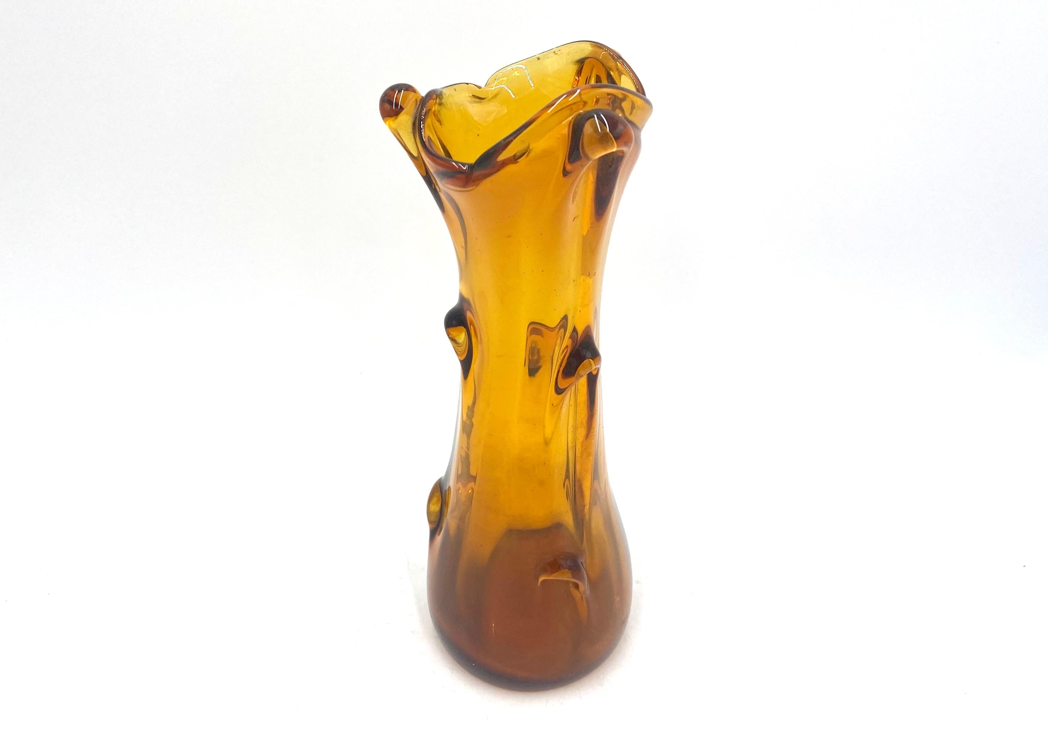 Amber Glass Vase, Poland, 1970s For Sale at 1stDibs
