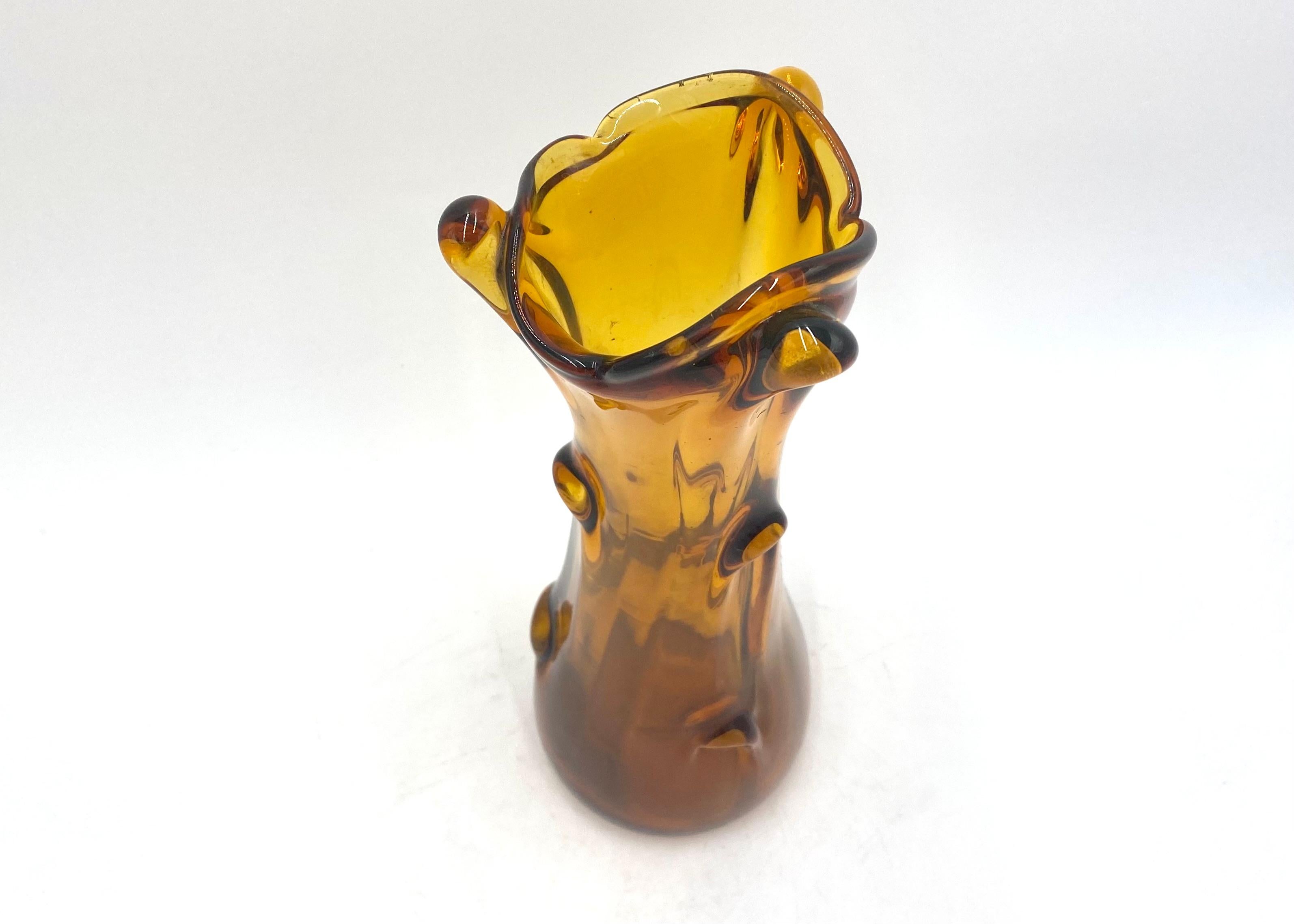 Late 20th Century Amber Glass Vase, Poland, 1970s