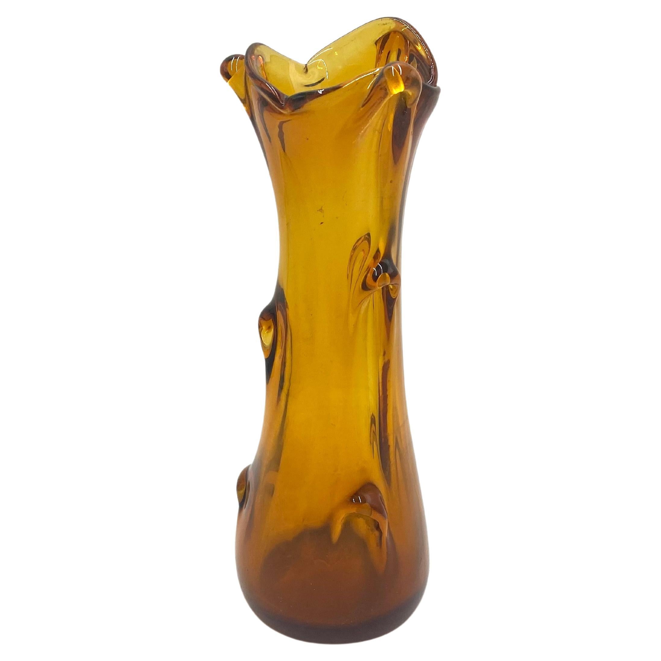 Amber Glass Vase, Poland, 1970s