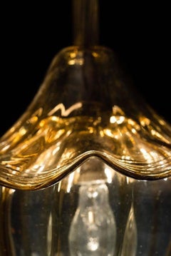 Amber Glass Venetian Lantern, Murano, 1940s