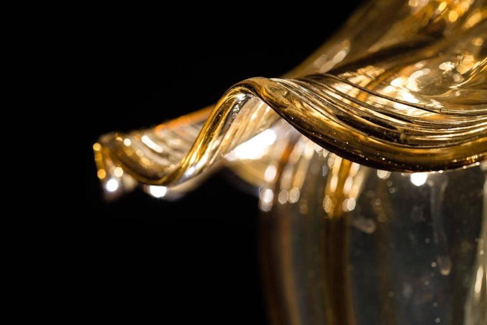 Murano Glass Amber Glass Venetian Lantern, Murano, 1940s For Sale