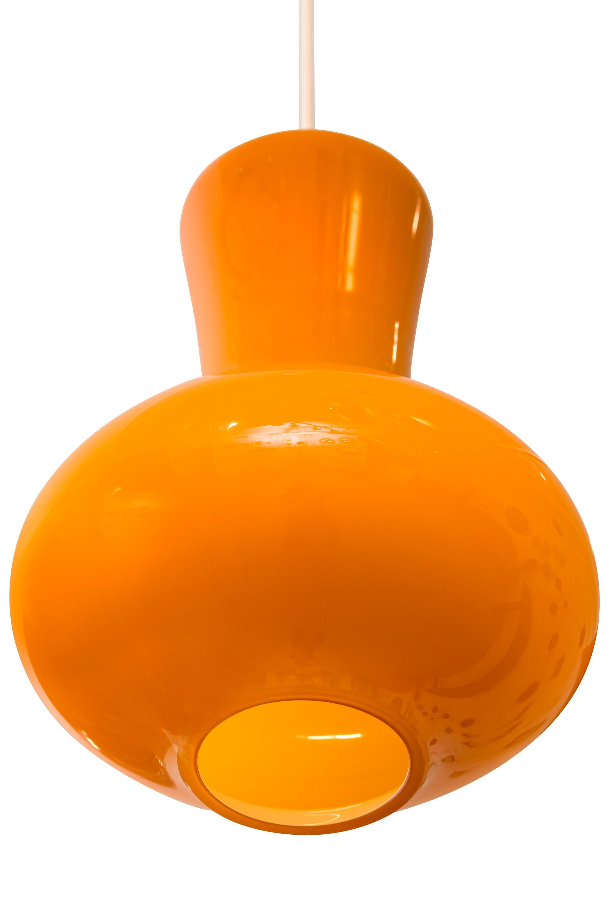 Mid-Century Modern Amber Glass Venini Pendant, Italy, 1960s For Sale