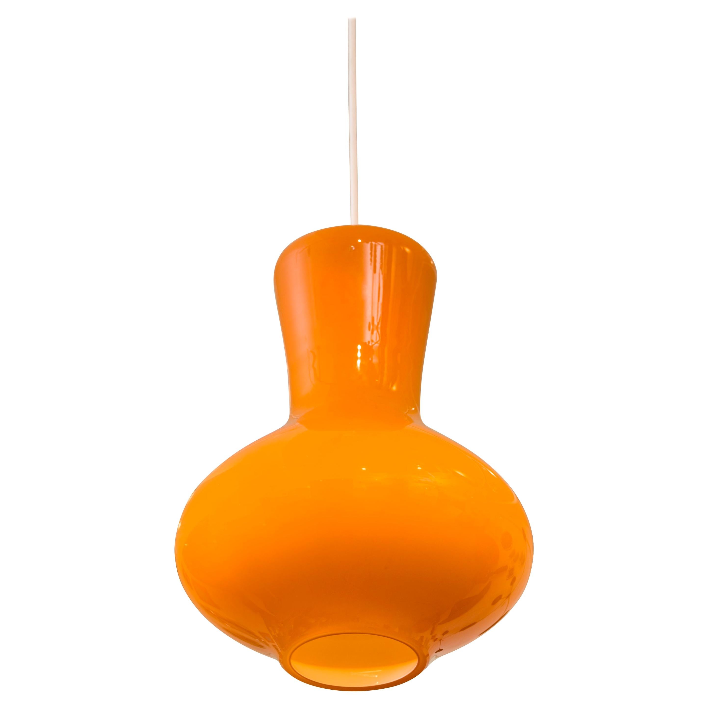 Lampe suspension Venini en verre ambré, Italie, années 1960