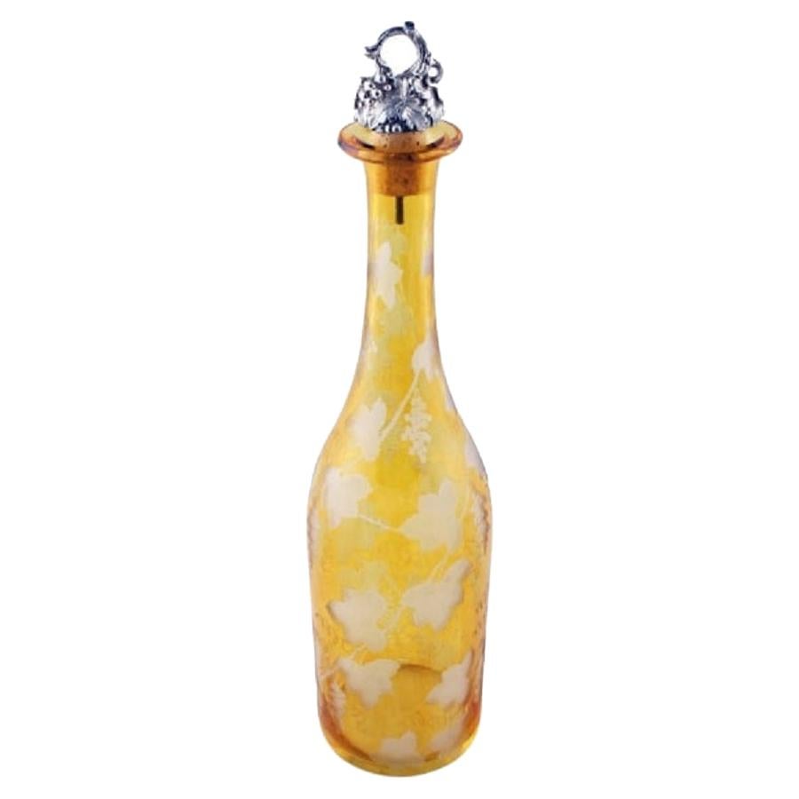 Amber Glass Wine Decanter, 19th Century For Sale