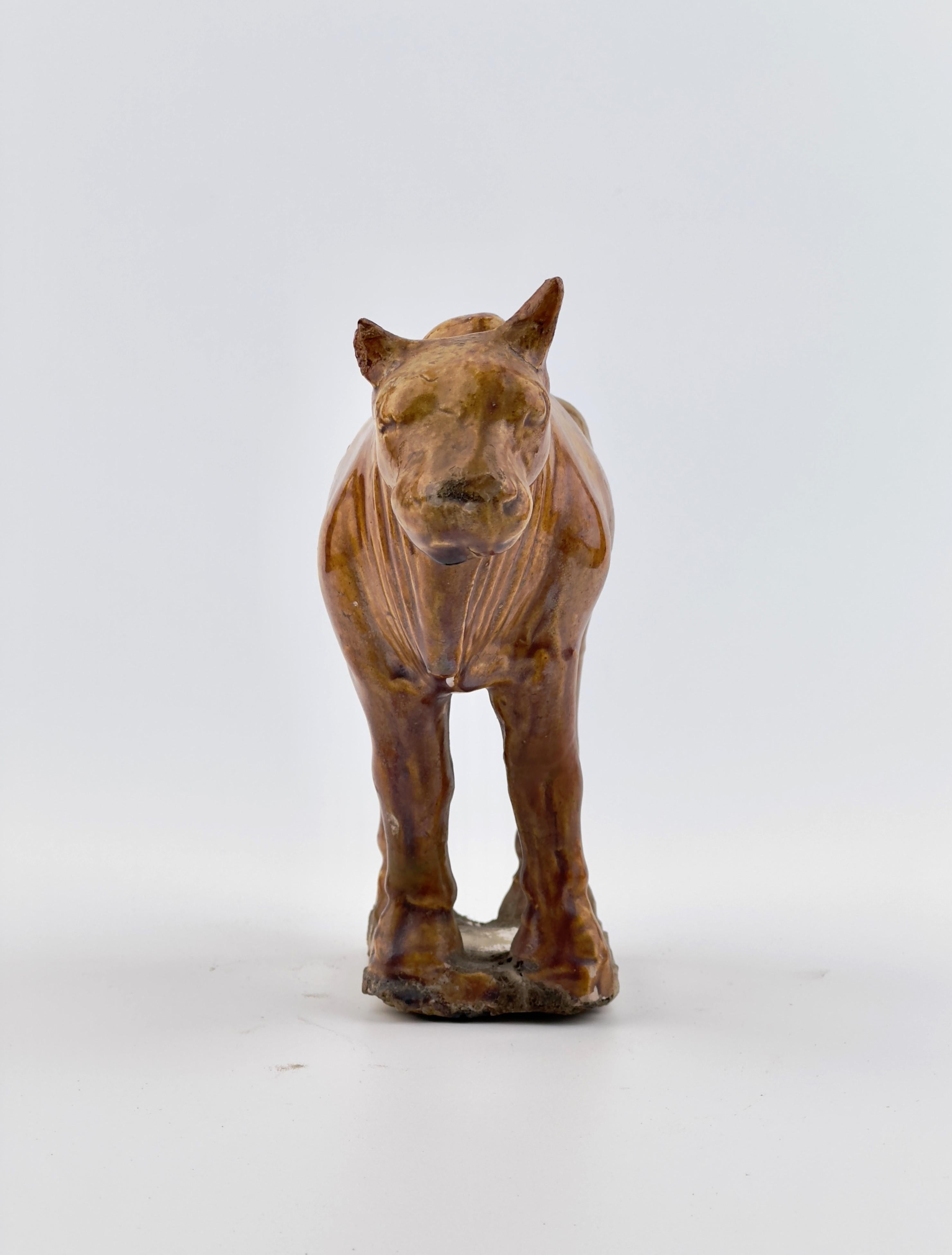 Hong Kong Amber-Glazed Pottery Figure Of Sacred Bull, Tang-Liao Dynasty (7-12th Century) For Sale