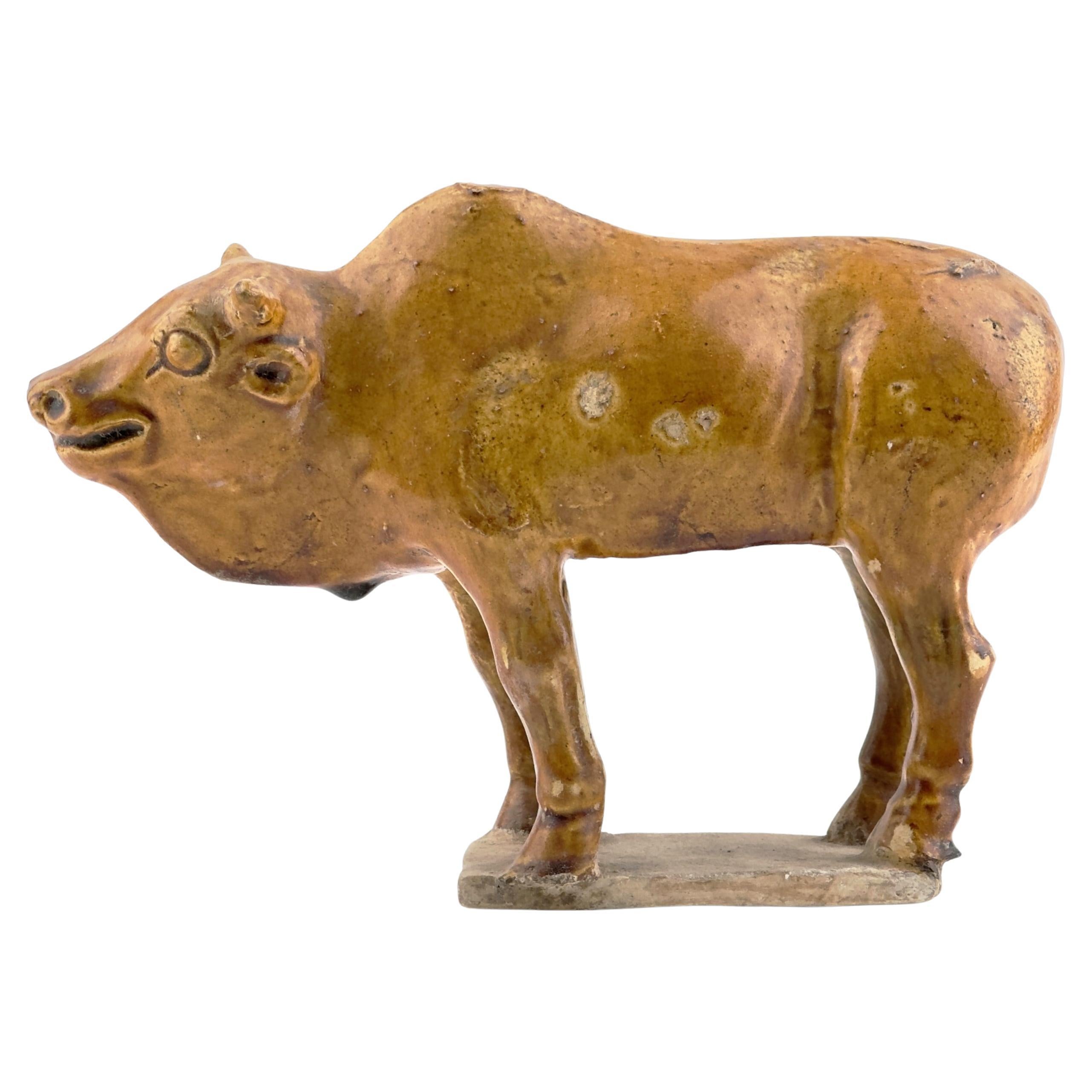 Amber-Glazed Pottery Figure of Sacred Bull, Tang-Liao Dynasty (7-12th Century)