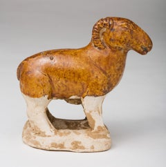 Amber-Glazed Pottery Figure of Sheep