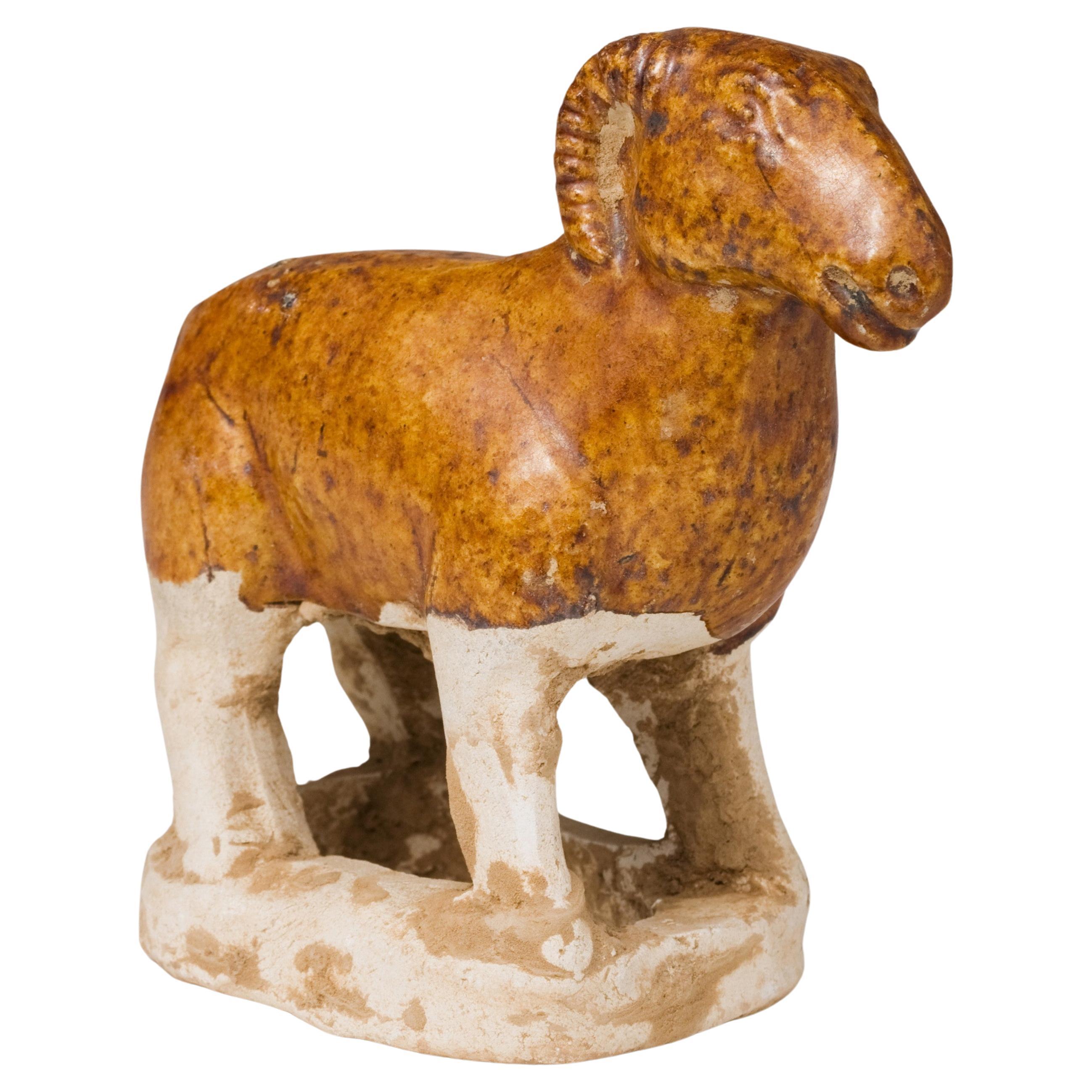 Amber-Glazed Pottery Figure of Sheep, Tang-Liao Dynasty(7-12th century)