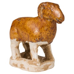 Antique Amber-Glazed Pottery Figure of Sheep, Tang Dynasty (7-10th Century)