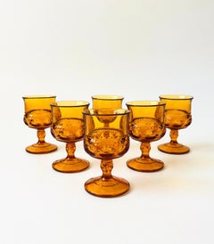 Calici d'ambra - Kings Crown di Indiana Glass - Set di 6 calici