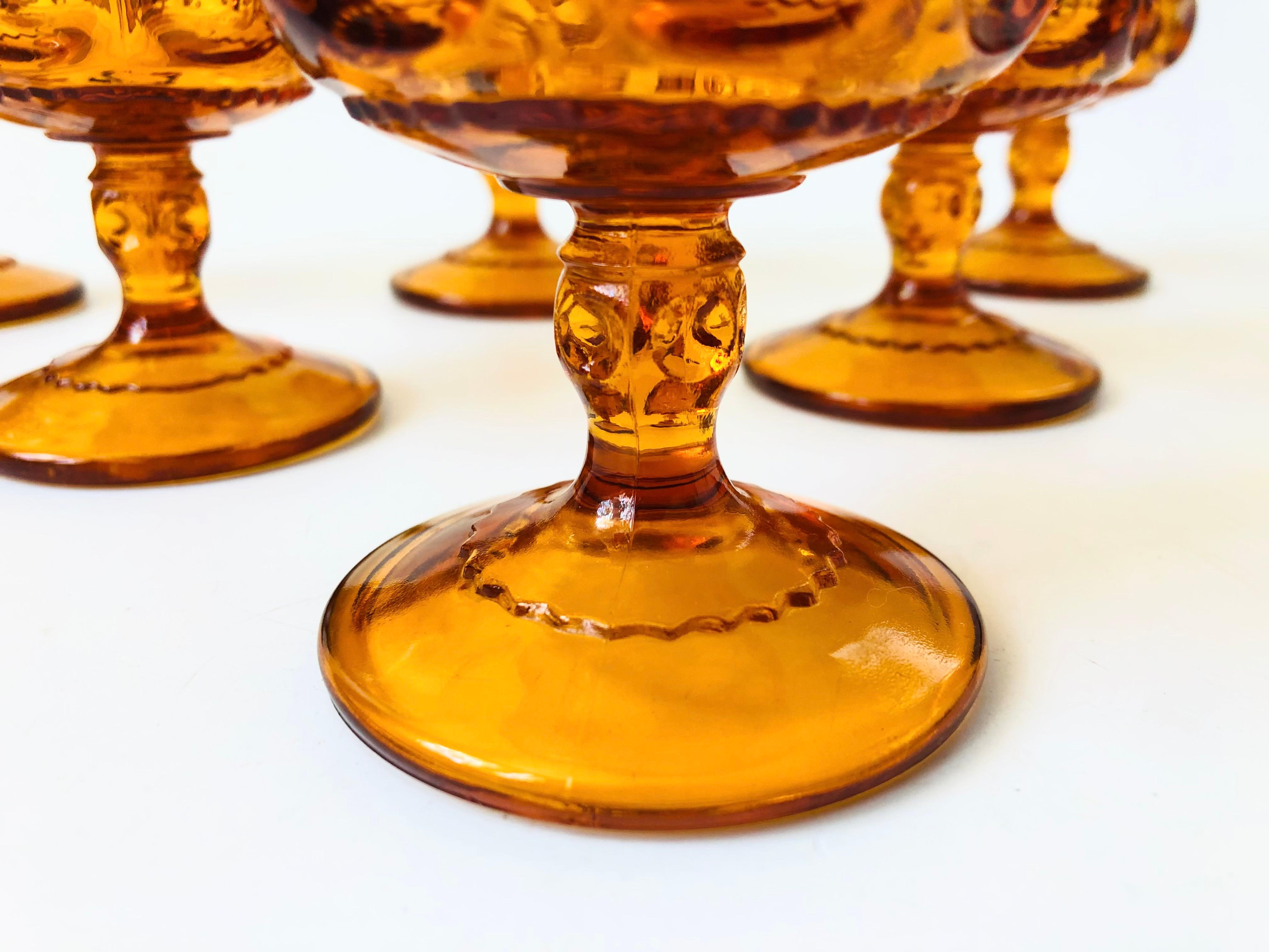 Amber Goblets - Kings Crown by Indiana Glass - Set of 6 1