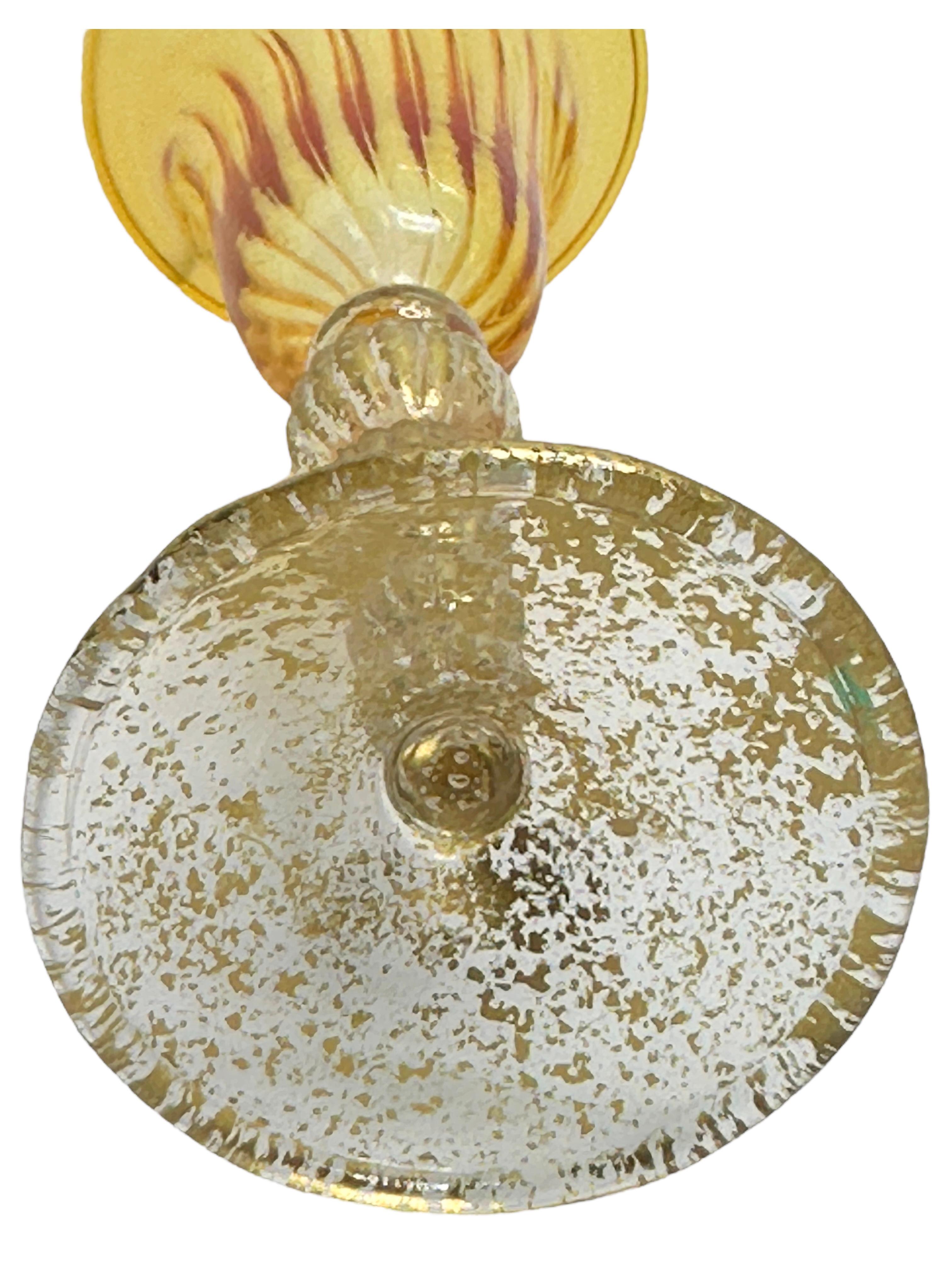 Bernstein & Gold Stardust Salviati Murano Glas Likör Kelch, Vintage Italien  (Geblasenes Glas) im Angebot