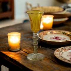 Amber & Gold Stardust Salviati Murano Glass Liqueur Goblet, Vintage Italy