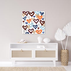 Boy Crush - Graffiti Street Art Hearts Orange Blue Original on Canvas Goldhammer