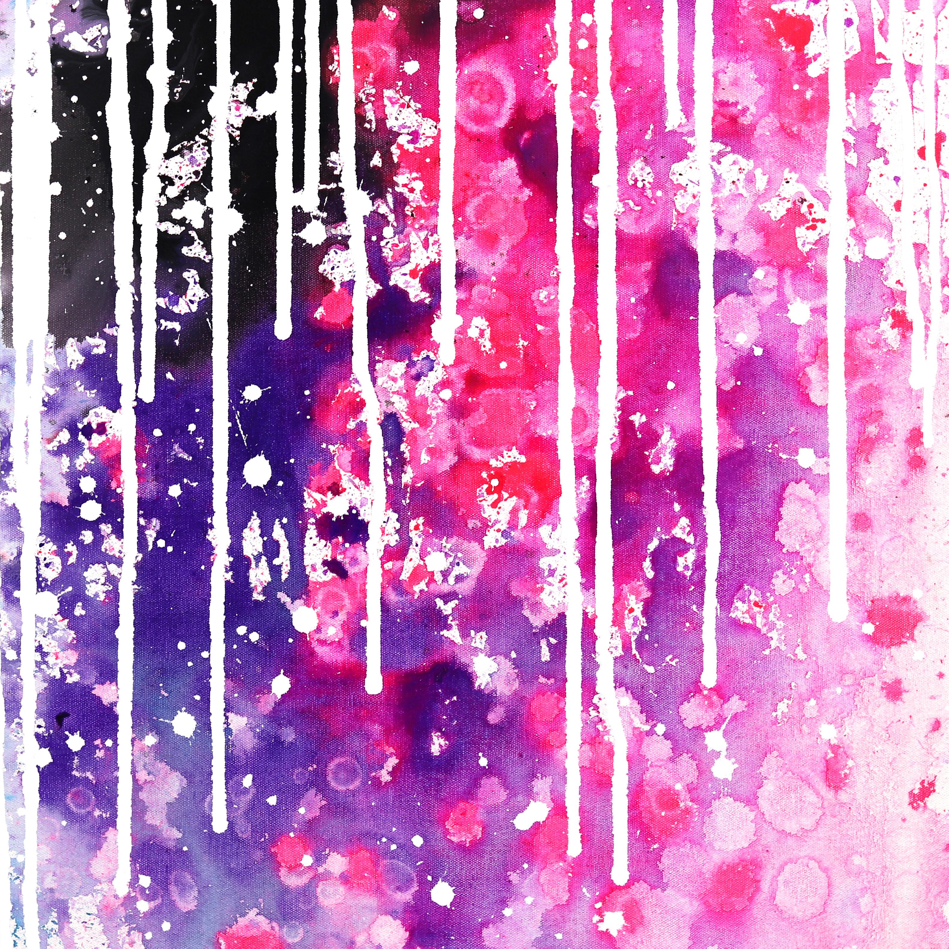 Energetic Flow - Large Oversized Blue Magenta Black White Ethereal Space Artwork For Sale 5