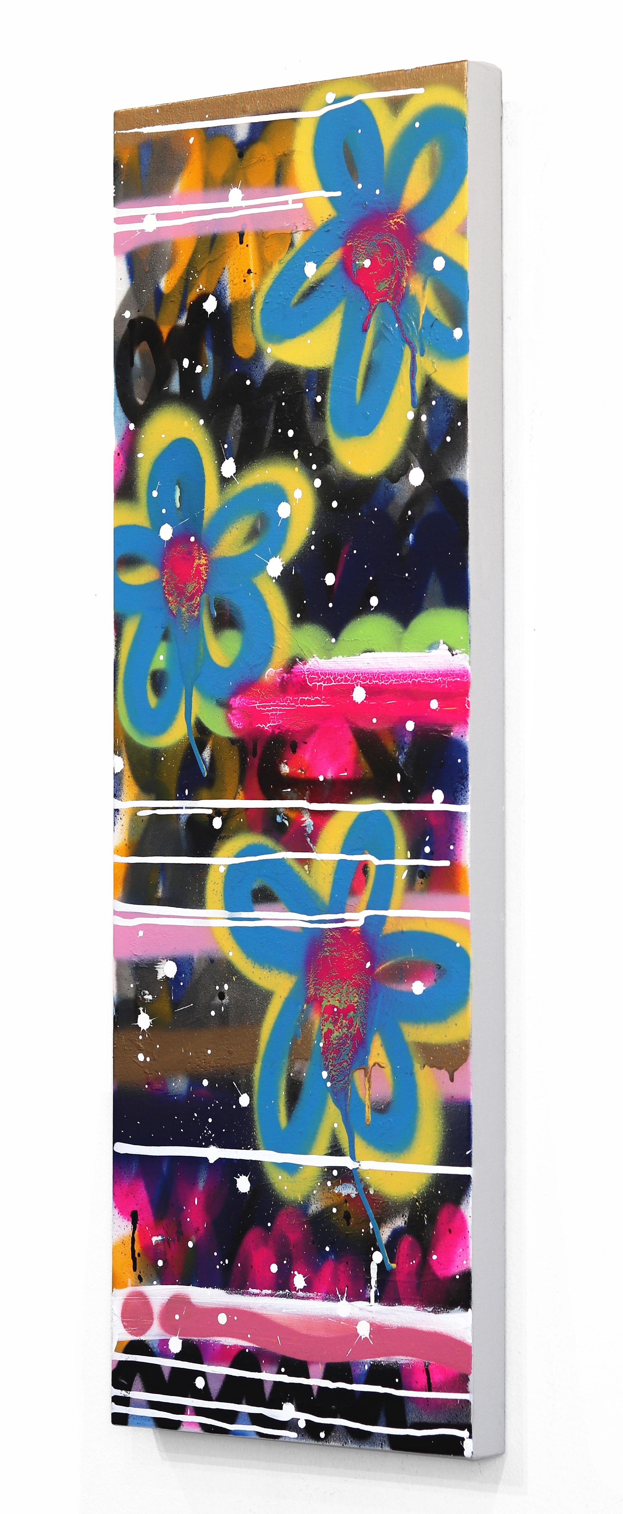Evening Bloomers - Pintura original colorida de graffiti de arte callejero pop de amor urbano - Abstract Painting Naranja de Amber Goldhammer