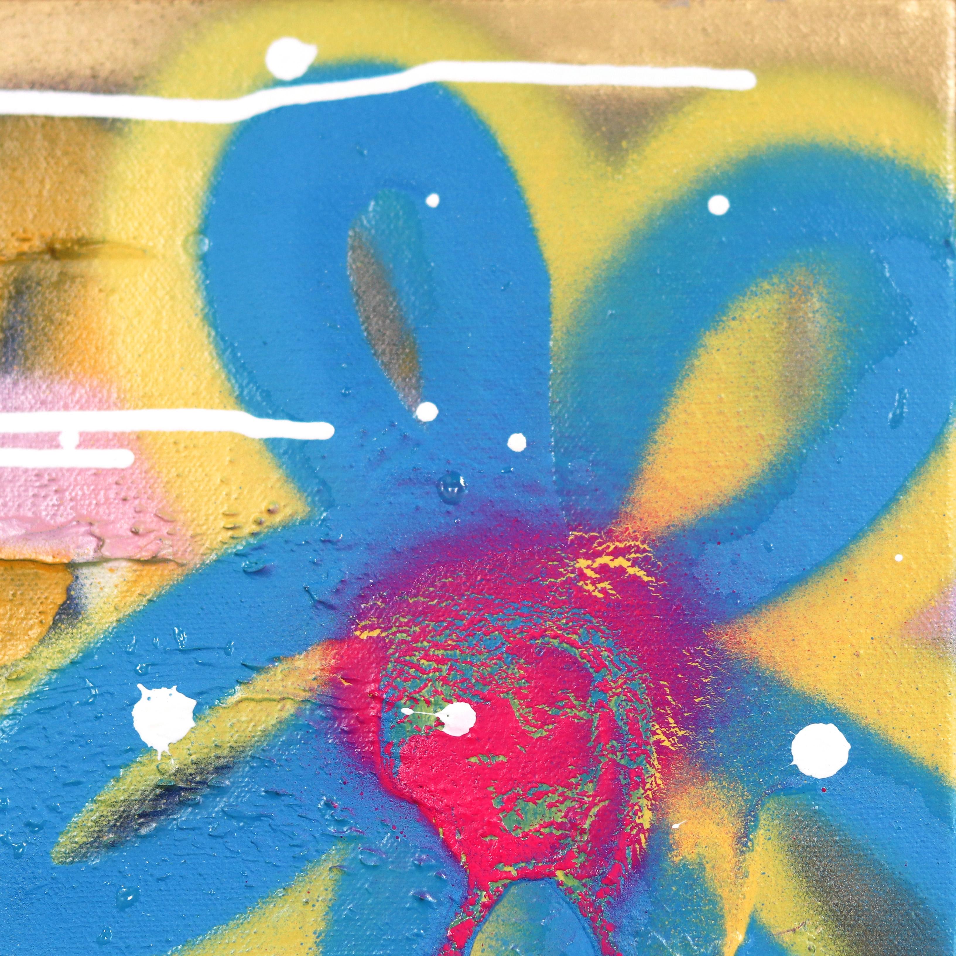 Abendblumen – Originales farbenfrohes Urban Love Pop Street Art Graffiti-Gemälde im Angebot 1