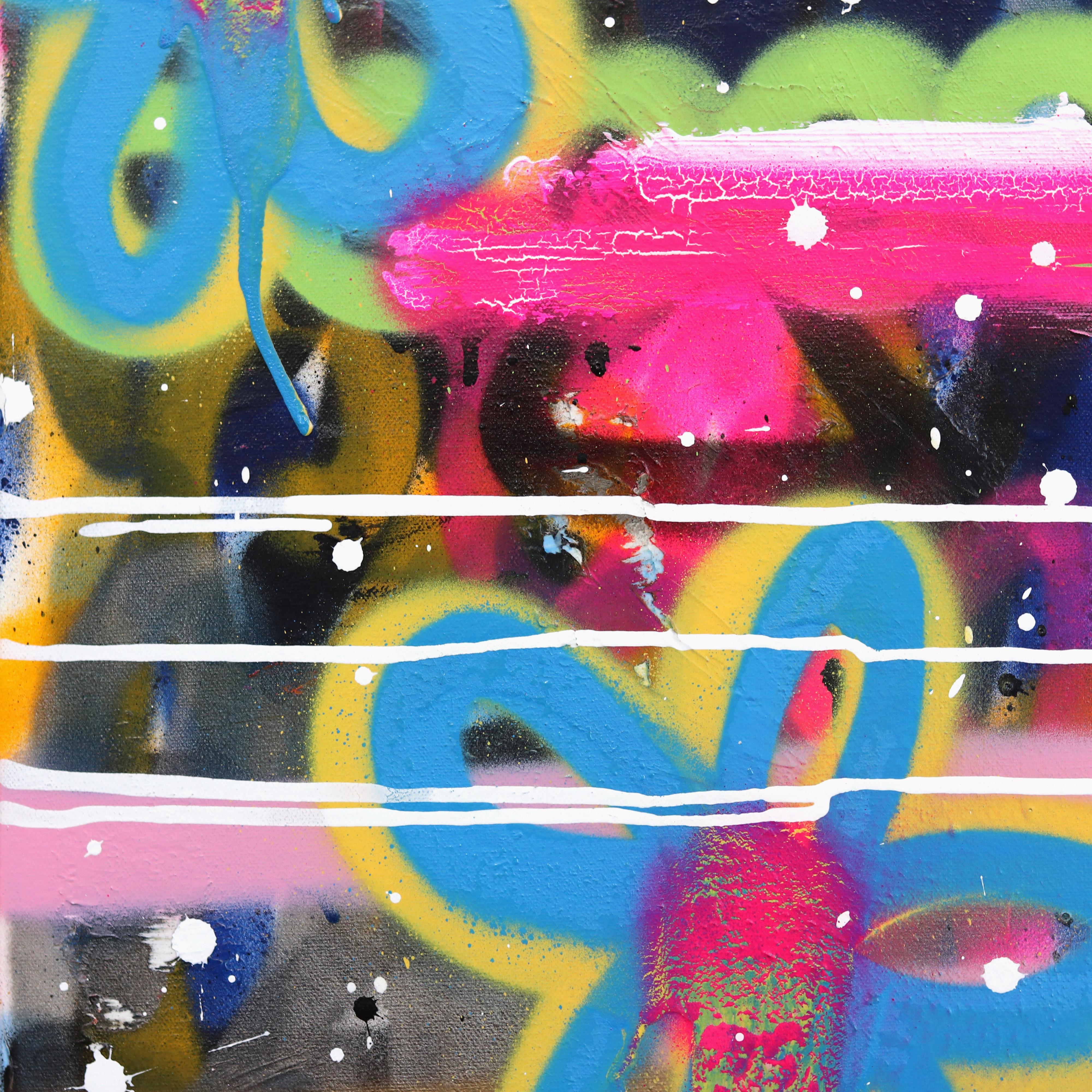 Abendblumen – Originales farbenfrohes Urban Love Pop Street Art Graffiti-Gemälde im Angebot 5