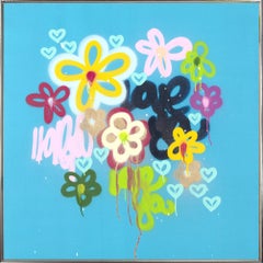 "Fancy Flowers" Bright Colorful Graffiti Style Abstract Painting