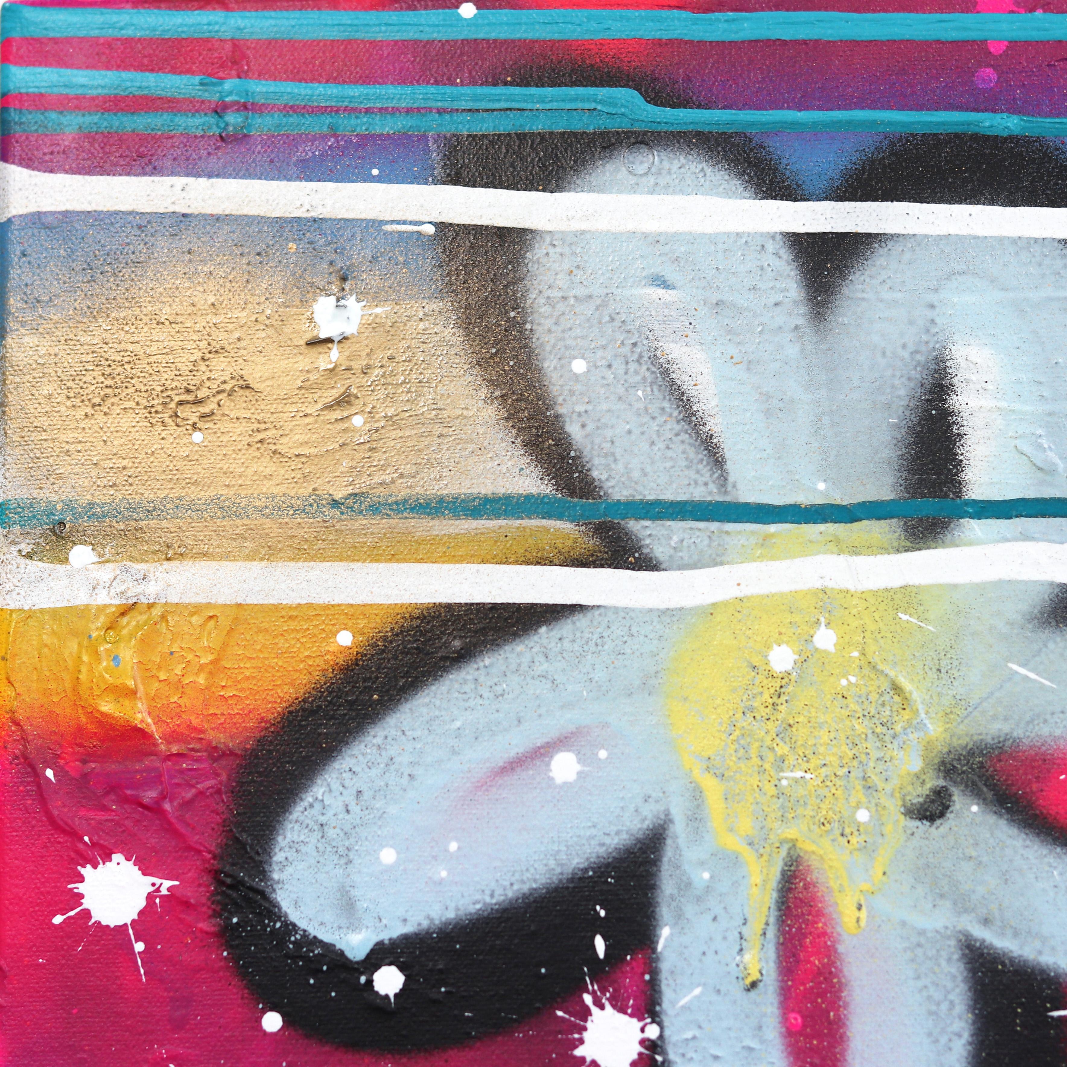 Favorite Sunrise Walk – Original farbenfroher Urban Love Pop Street Art (Streetart), Painting, von Amber Goldhammer