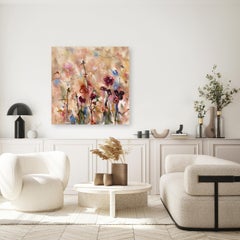 Frolickers- Soft Airy Neutral Abstract Textured Floral Still Life Canvas Artwork