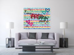 Happy and Giggily - Playful Original Colorful Graffiti Painting Positive Words