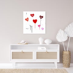 Happy And In Love - Minimalist Heart Graffiti Painting Pop Art on Canvas
