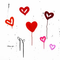 Happy And In Love - Minimalist Heart Graffiti Painting Pop Art on Canvas