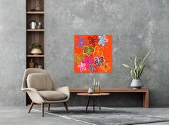 Happy Mood Changer - Arte mista astratta colorata e vibrante con texture floreali