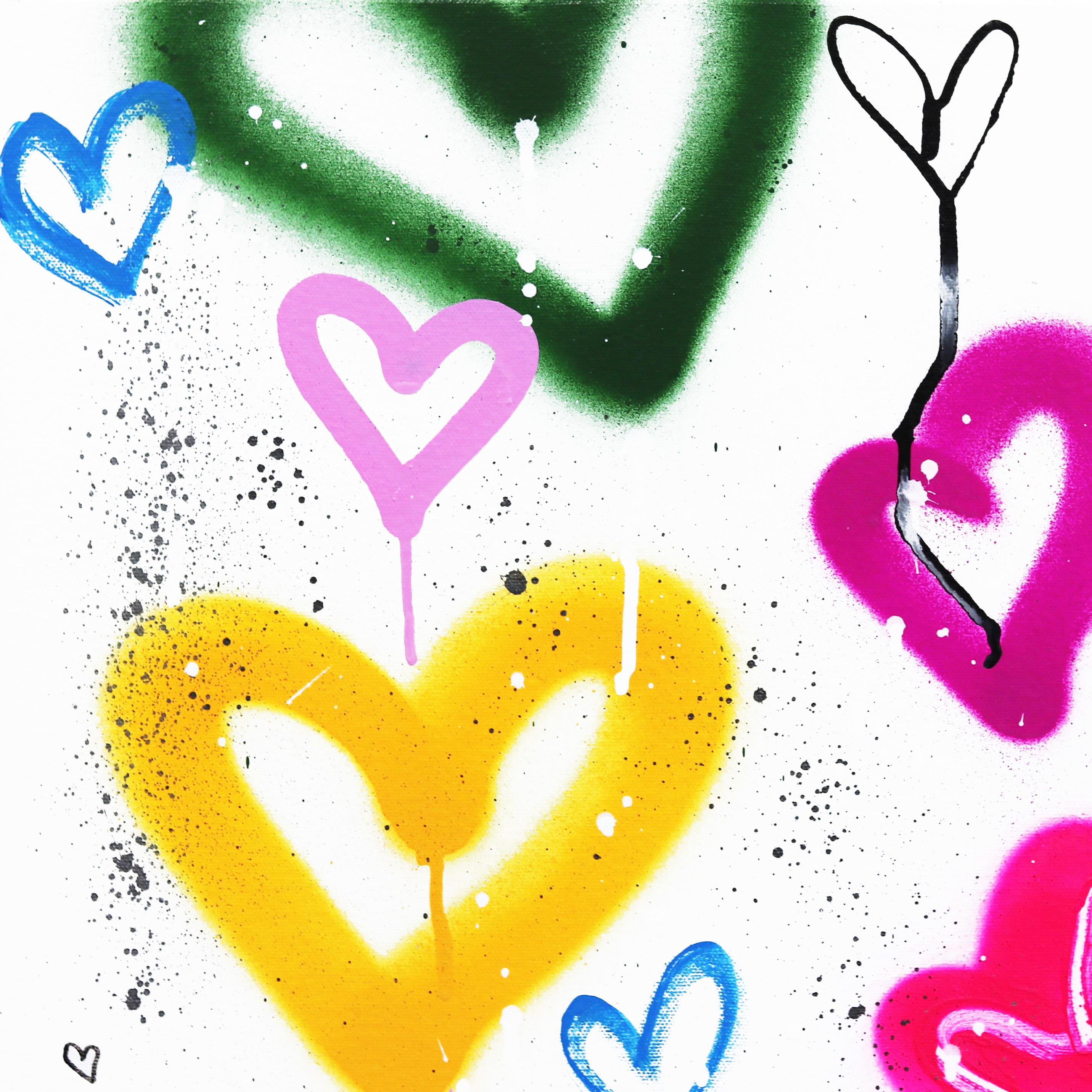 Heart Heaven  - Original Contemporary Colorful Heart Artwork on Canvas For Sale 1