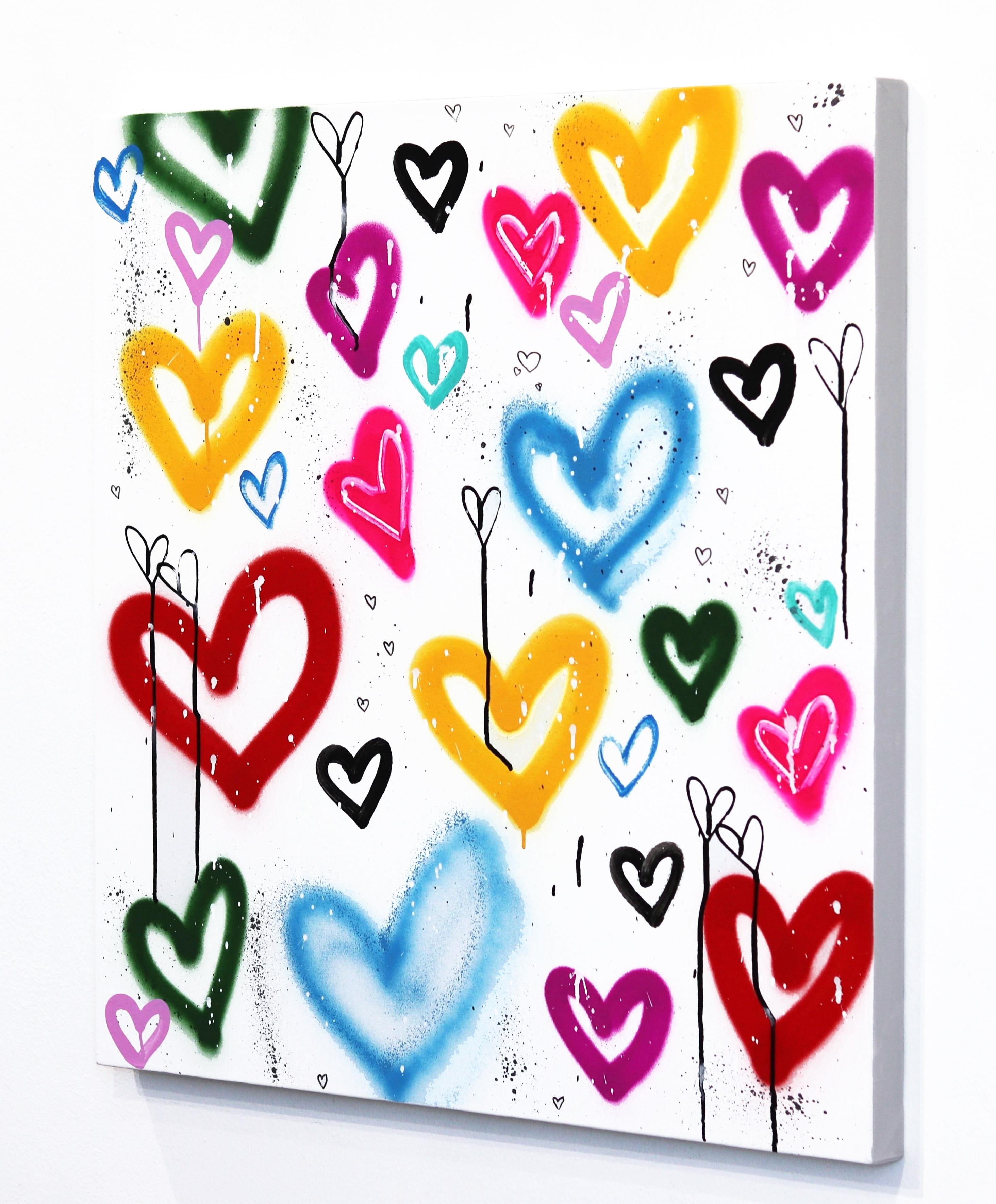 Heart Heaven  - Original Contemporary Colorful Heart Artwork on Canvas For Sale 2