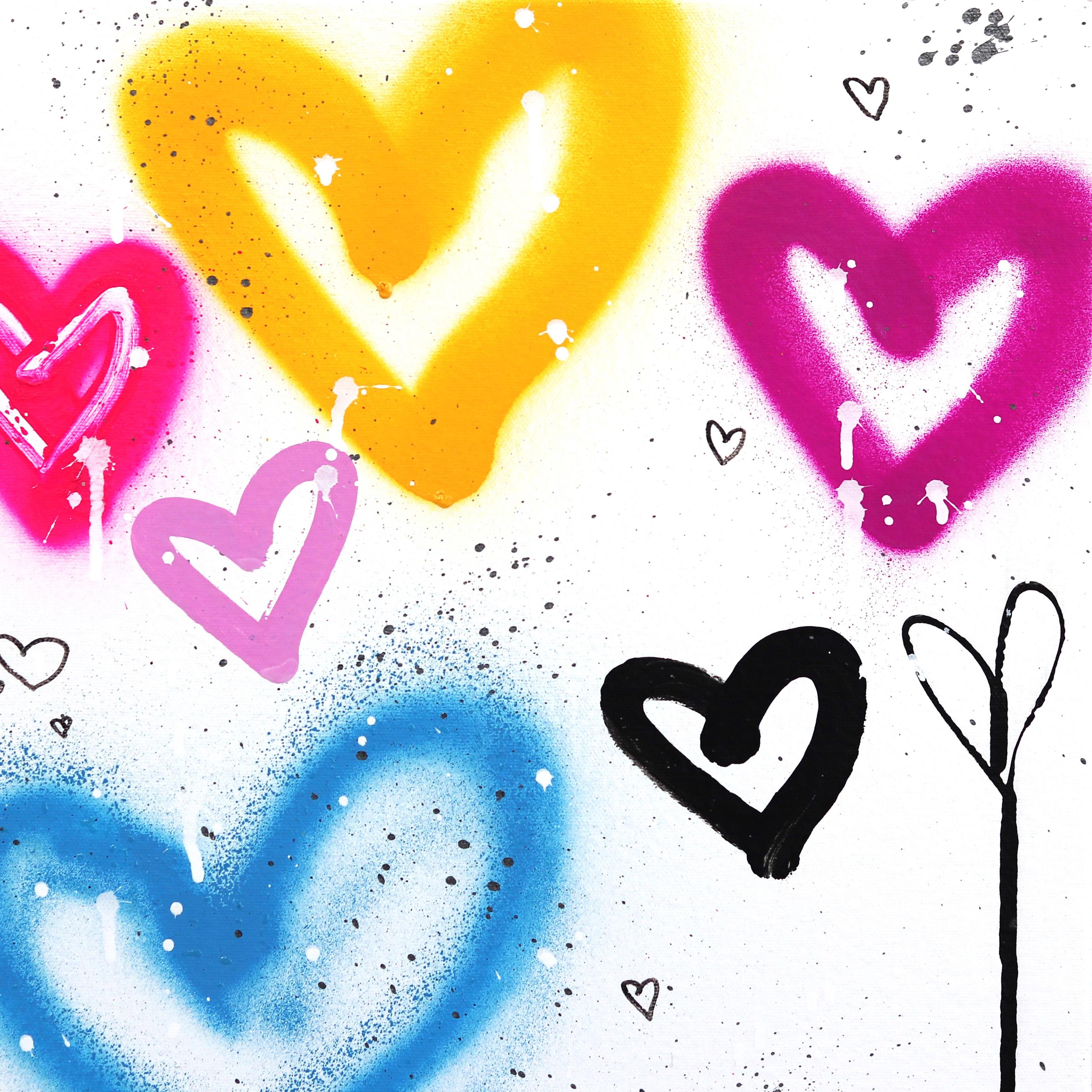 Heart Heaven  - Original Contemporary Colorful Heart Artwork on Canvas For Sale 3