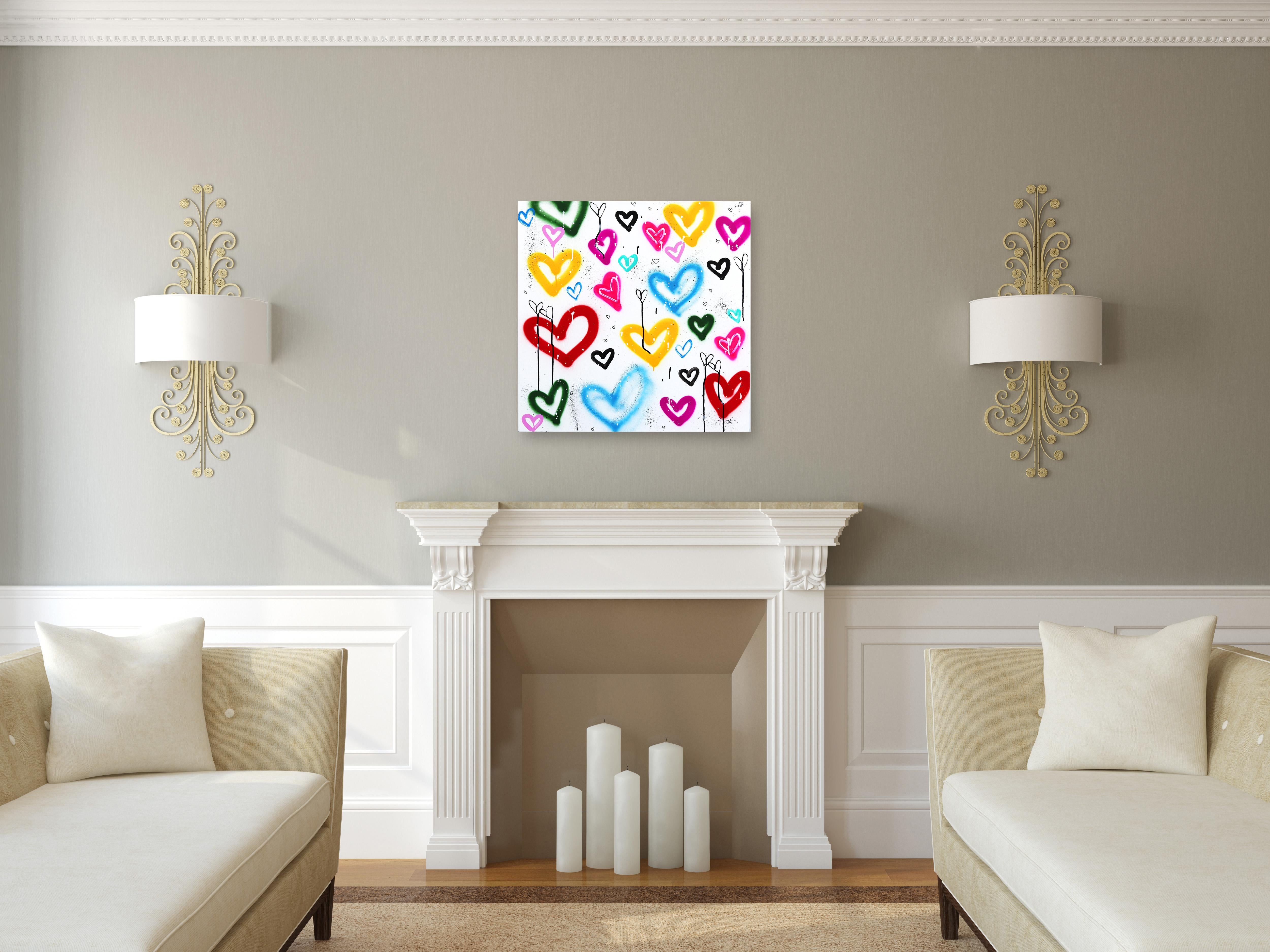 Heart Heaven  - Original Contemporary Colorful Heart Artwork on Canvas For Sale 4
