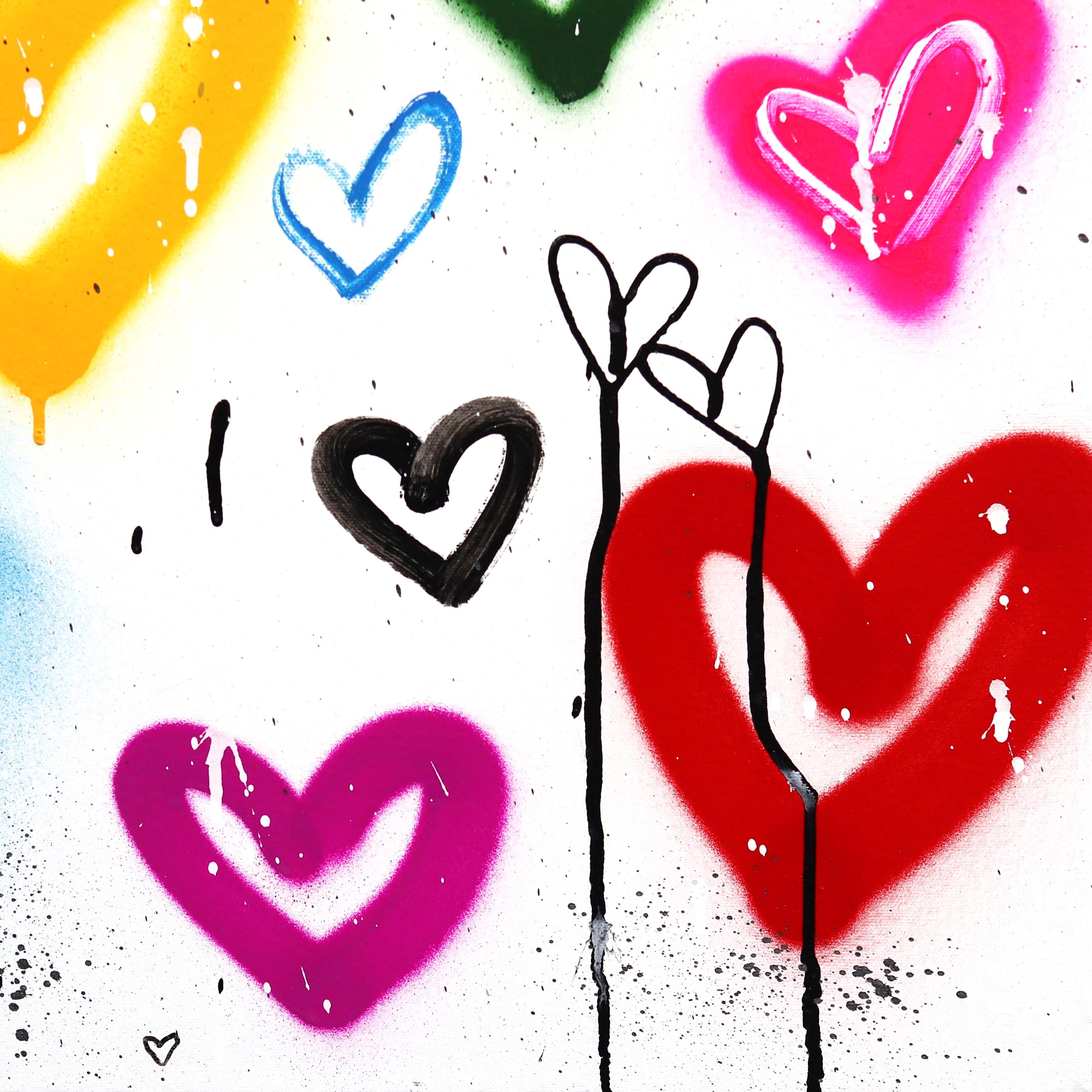 Heart Heaven  - Original Contemporary Colorful Heart Artwork on Canvas For Sale 6