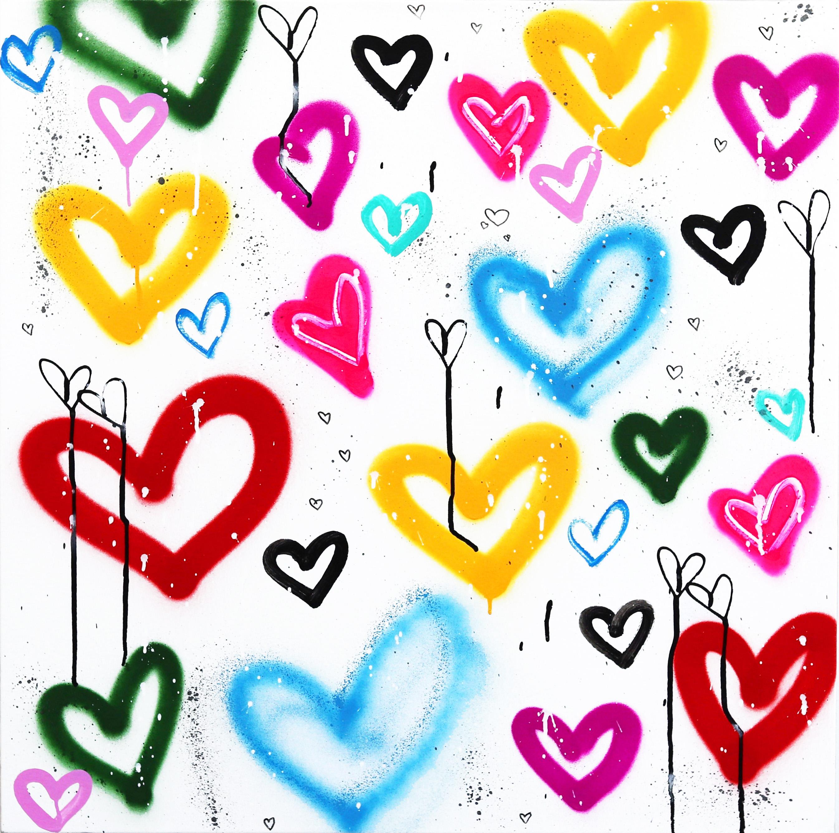 Cœur du paradis  - Œuvre d'art originale Contemporary Colorful Heart sur toile