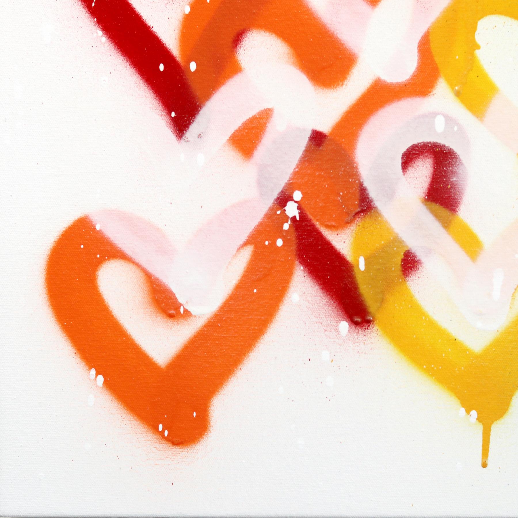 I Love Rainbows - Cuori colorati Pittura originale con graffiti su tela in vendita 3