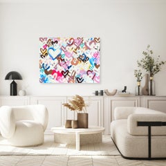 Innocent Heart Kisses - Opera d'arte astratta colorata a tecnica mista ispirata ai graffiti