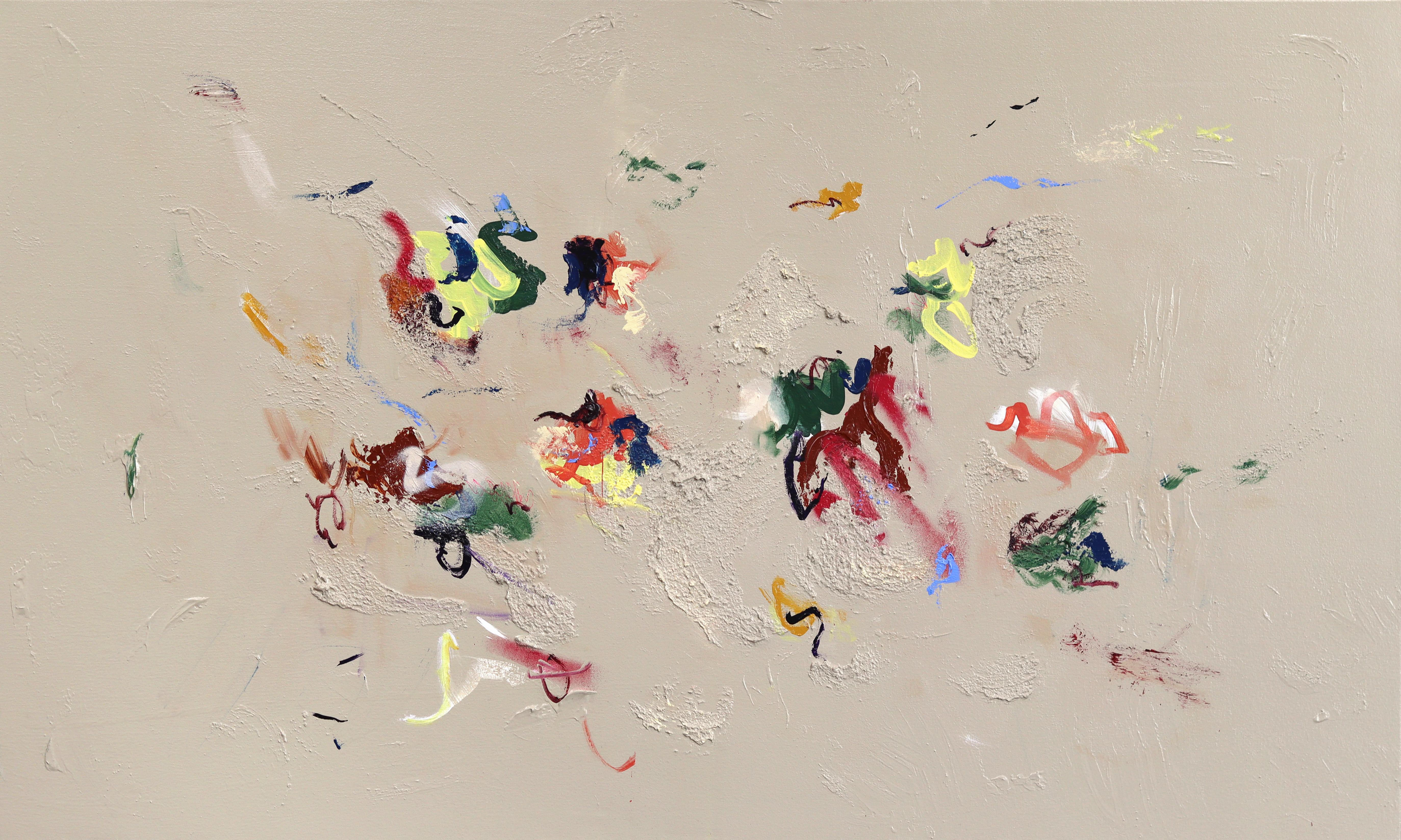 Amber Goldhammer Abstract Painting – Jack Straw - Abstrakt Minimal Farbe Beige texturiert Gemischte Medien Kunstwerk auf Leinwand