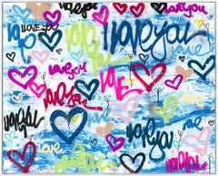 "Love Tide" Contemporary Graffiti Mixed Media on Canvas Framed Painting