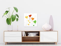 Marigolds - Colorful Hearts Original Contemporary Minimalist Love Painting
