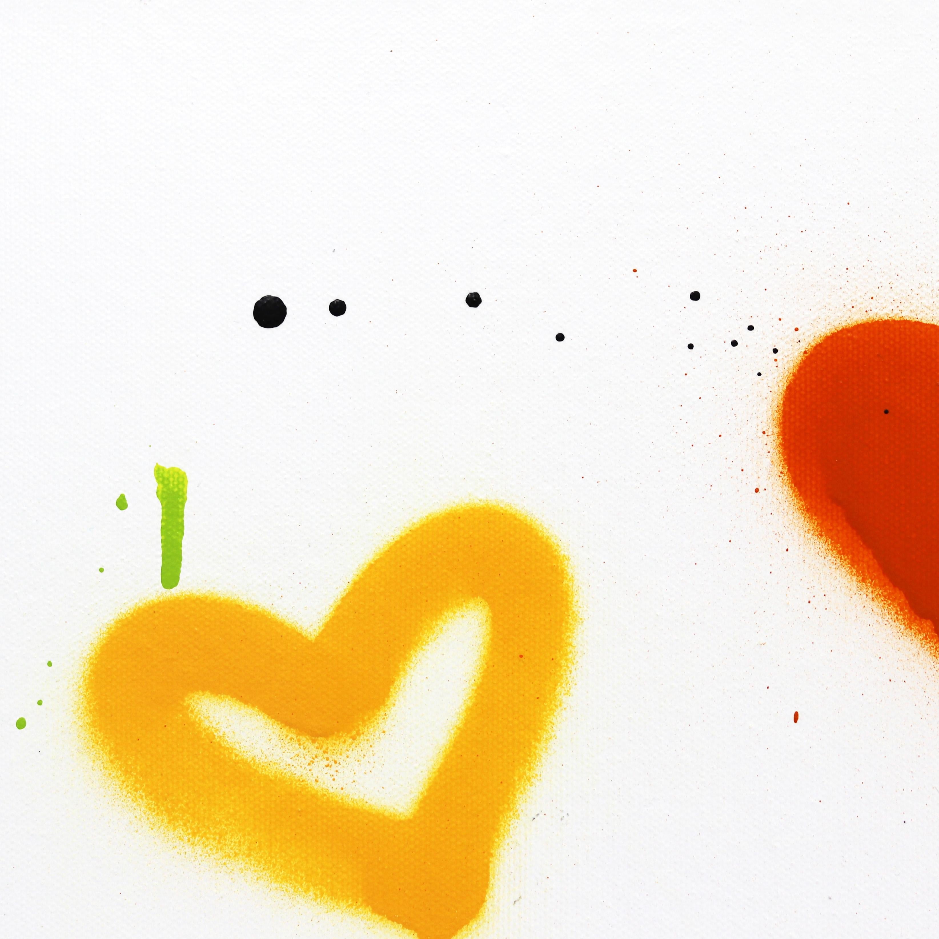 Marigolds - Colorful Hearts Original Contemporary Minimalist Love Painting For Sale 1