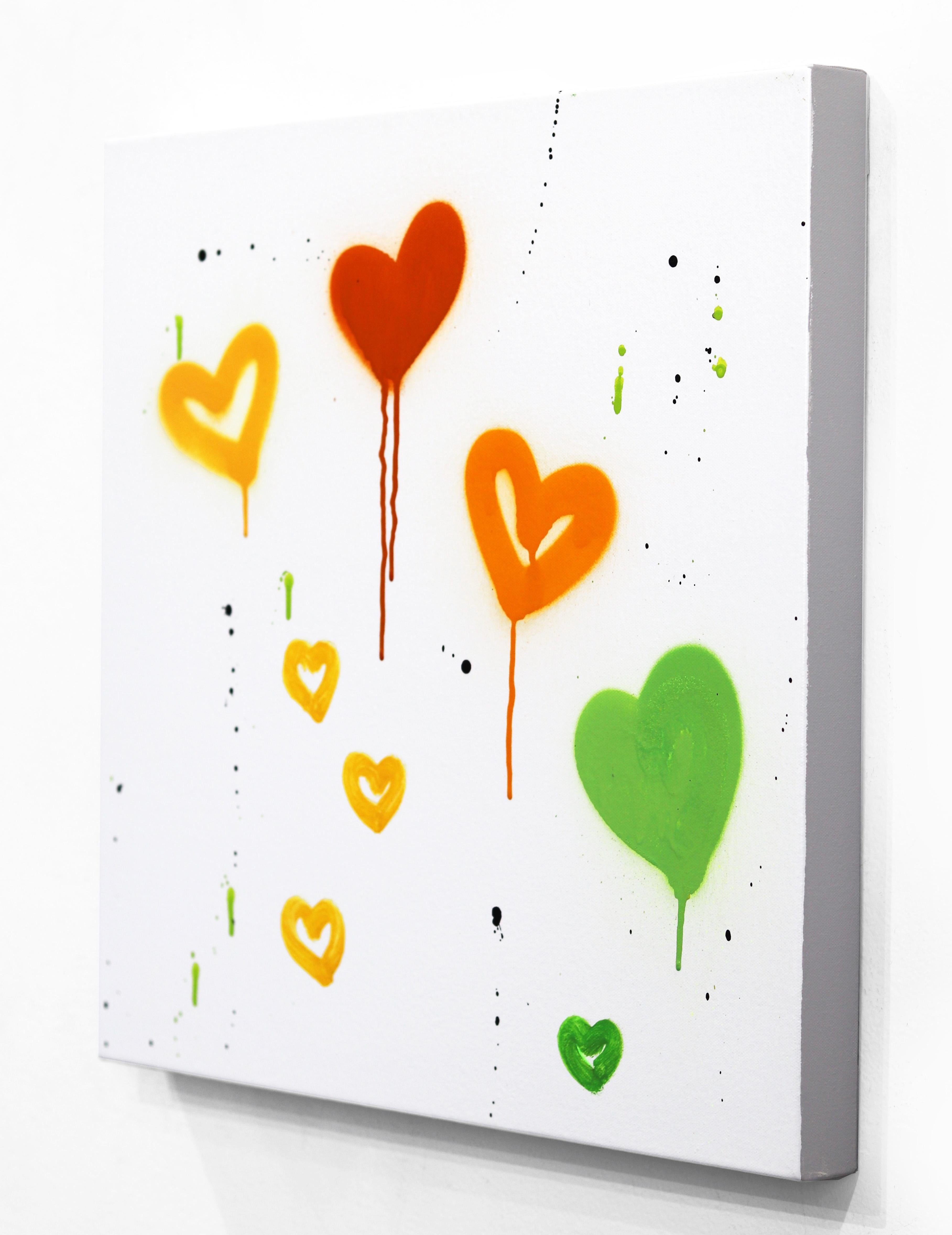Marigolds - Colorful Hearts Original Contemporary Minimalist Love Painting For Sale 2